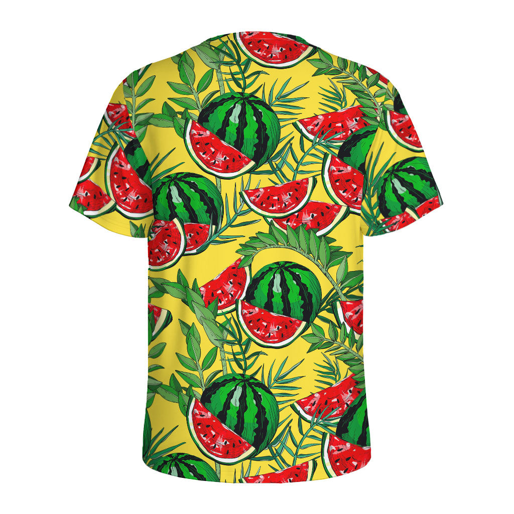 Leaf Watermelon Pieces Pattern Print Men's Sports T-Shirt