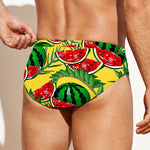 Leaf Watermelon Pieces Pattern Print Men's Swim Briefs