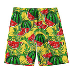 Leaf Watermelon Pieces Pattern Print Men's Swim Trunks