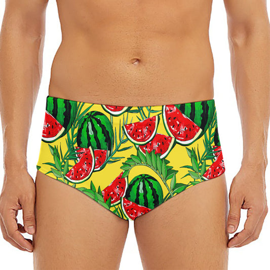 Leaf Watermelon Pieces Pattern Print Men's Triangle Swim Briefs