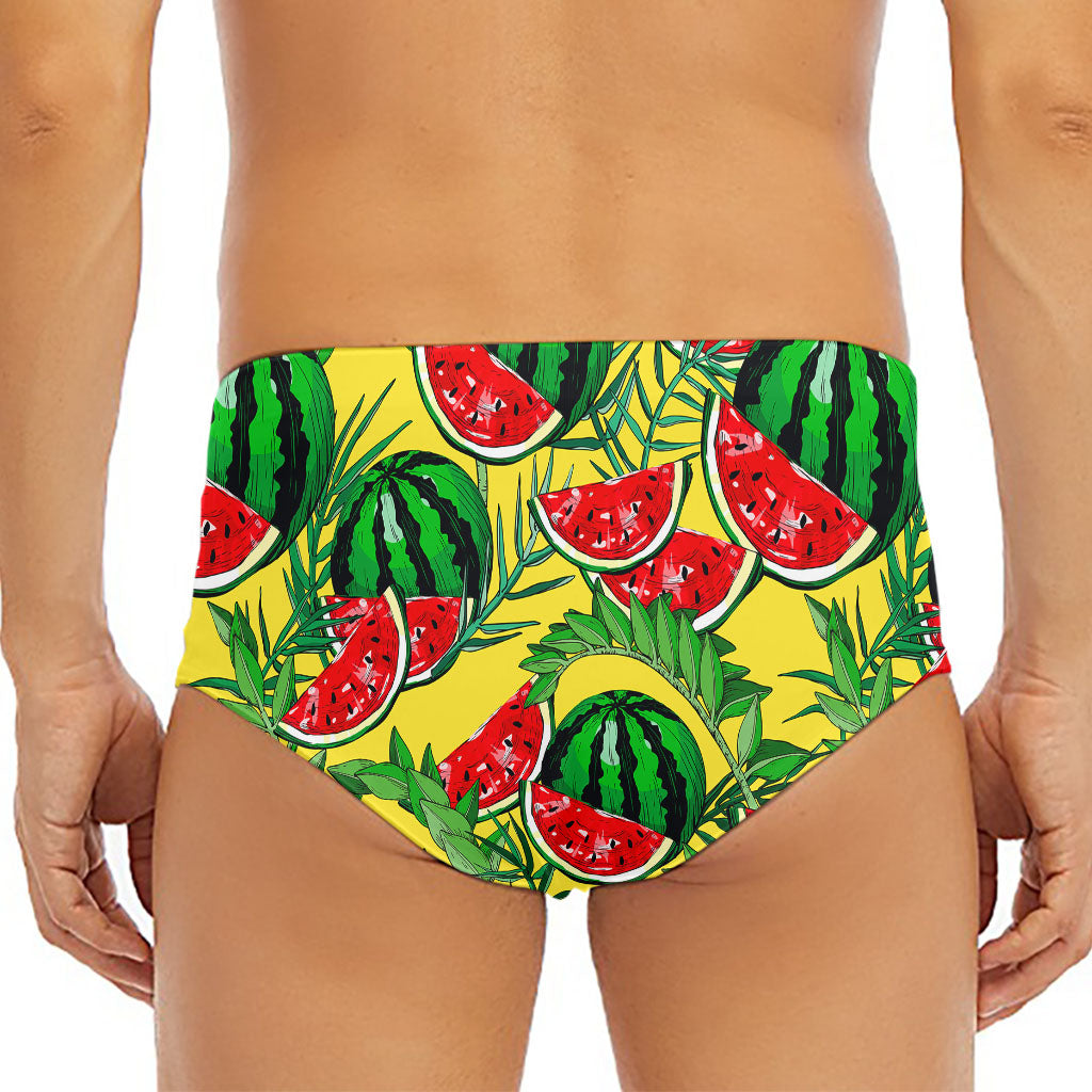 Leaf Watermelon Pieces Pattern Print Men's Triangle Swim Briefs