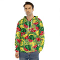Leaf Watermelon Pieces Pattern Print Men's Velvet Pullover Hoodie