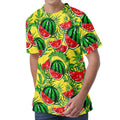 Leaf Watermelon Pieces Pattern Print Men's Velvet T-Shirt