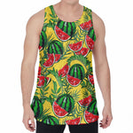 Leaf Watermelon Pieces Pattern Print Men's Velvet Tank Top