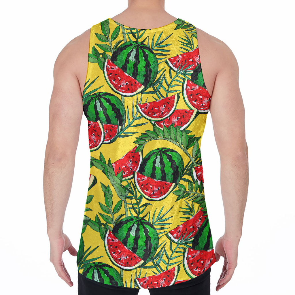 Leaf Watermelon Pieces Pattern Print Men's Velvet Tank Top