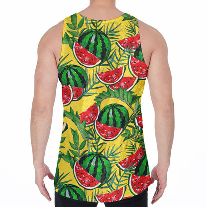 Leaf Watermelon Pieces Pattern Print Men's Velvet Tank Top