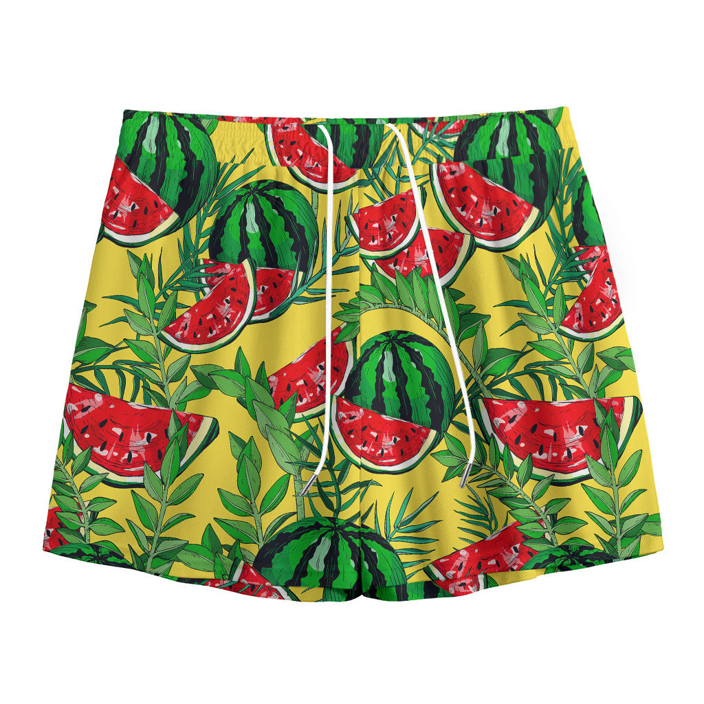 Leaf Watermelon Pieces Pattern Print Mesh Shorts