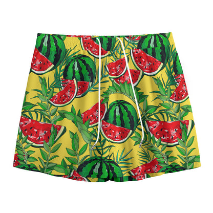 Leaf Watermelon Pieces Pattern Print Mesh Shorts