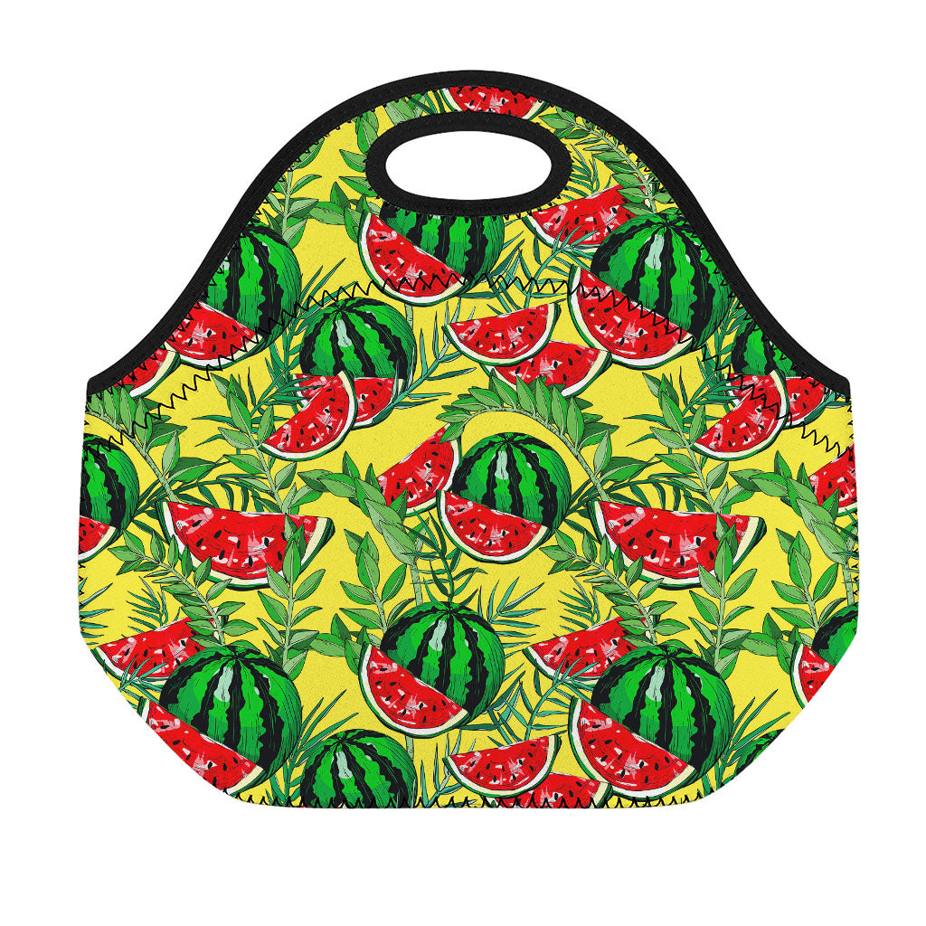 Leaf Watermelon Pieces Pattern Print Neoprene Lunch Bag