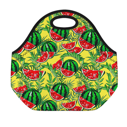 Leaf Watermelon Pieces Pattern Print Neoprene Lunch Bag