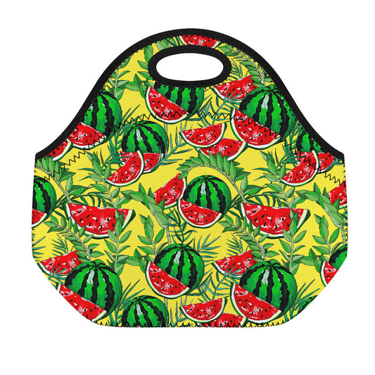 Leaf Watermelon Pieces Pattern Print Neoprene Lunch Bag