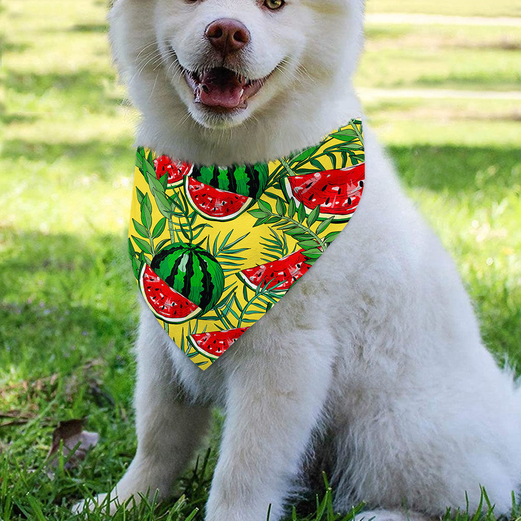 Leaf Watermelon Pieces Pattern Print Over The Collar Dog Bandana