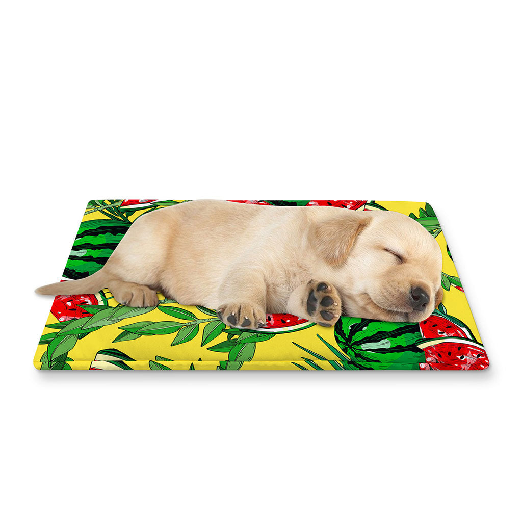 Leaf Watermelon Pieces Pattern Print Pet Cooling Mat Cover