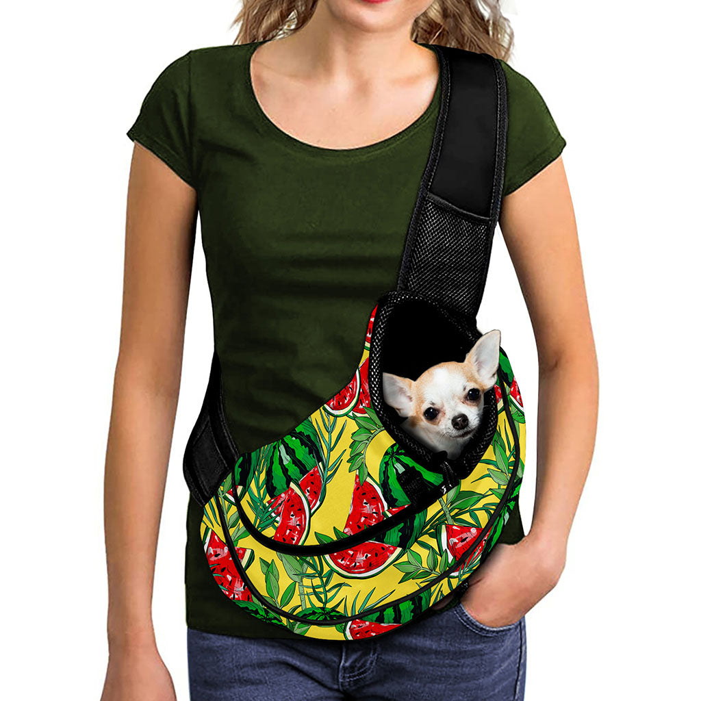 Leaf Watermelon Pieces Pattern Print Pet Sling Carrier