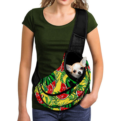 Leaf Watermelon Pieces Pattern Print Pet Sling Carrier
