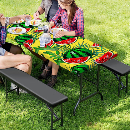 Leaf Watermelon Pieces Pattern Print Picnic Table Cover