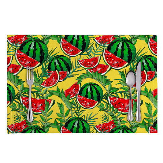 Leaf Watermelon Pieces Pattern Print Placemat