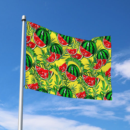Leaf Watermelon Pieces Pattern Print Polyester Flag
