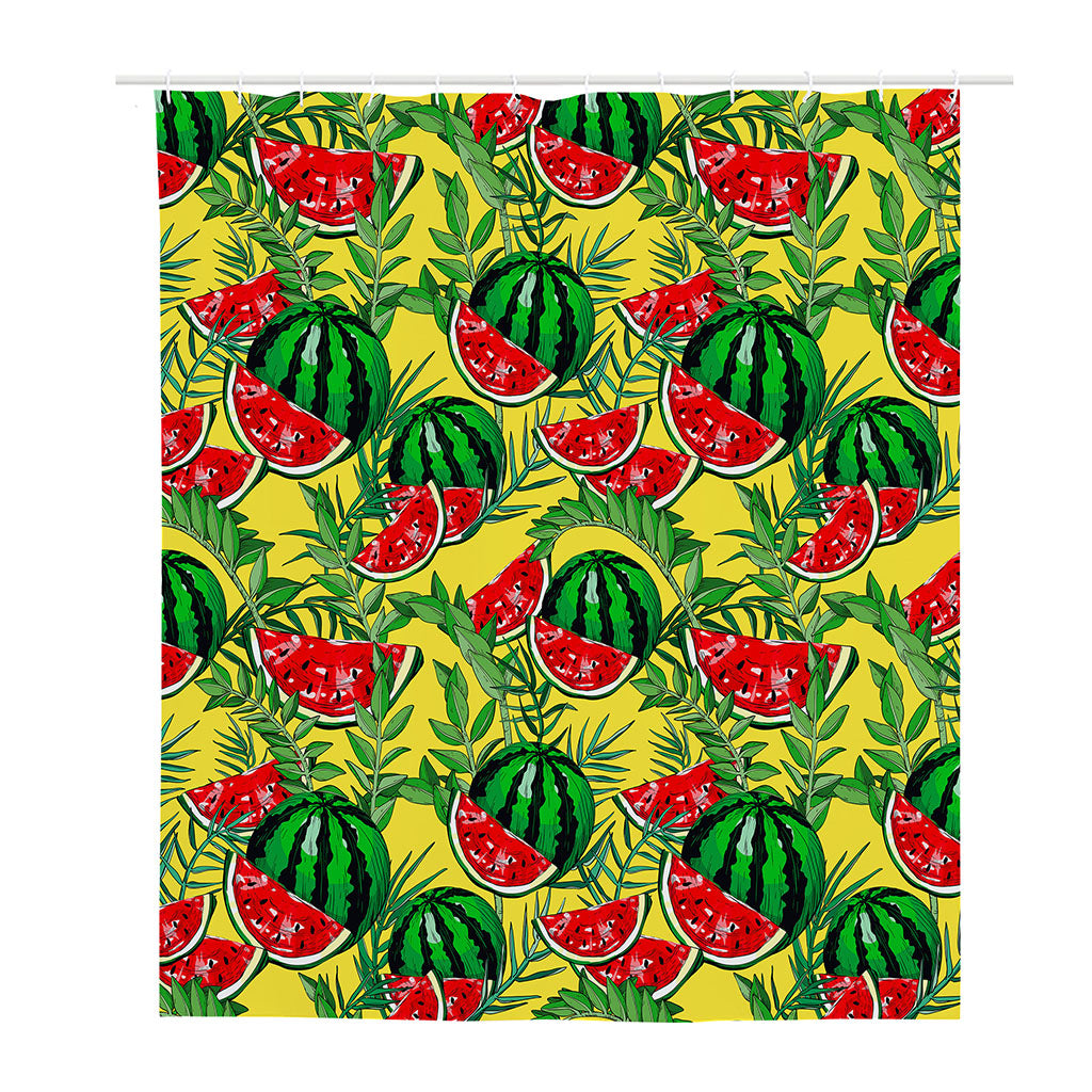 Leaf Watermelon Pieces Pattern Print Polyester Shower Curtain