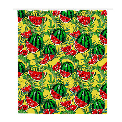 Leaf Watermelon Pieces Pattern Print Polyester Shower Curtain