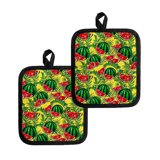 Leaf Watermelon Pieces Pattern Print Pot Holders