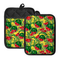 Leaf Watermelon Pieces Pattern Print Pot Holders With Pocket