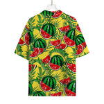 Leaf Watermelon Pieces Pattern Print Rayon Hawaiian Shirt