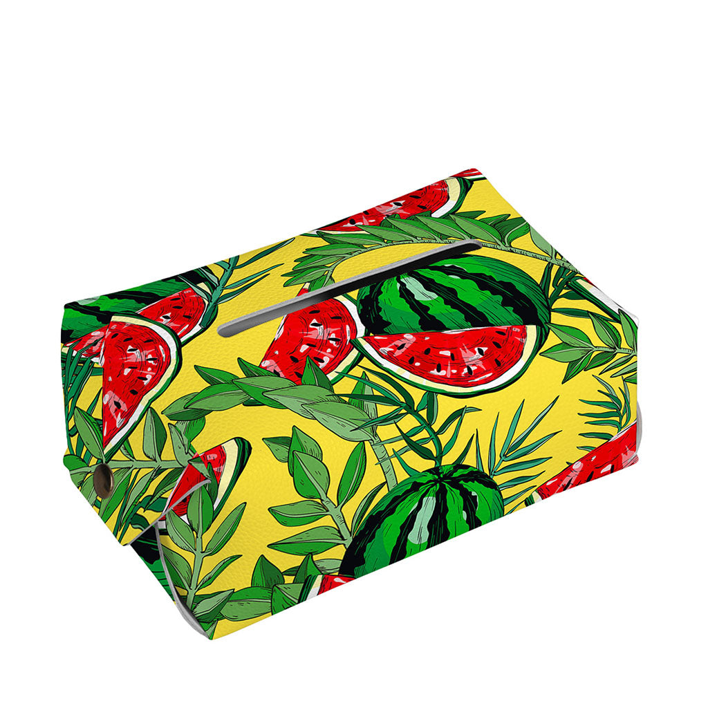 Leaf Watermelon Pieces Pattern Print Rectangle Tissue Box Cover