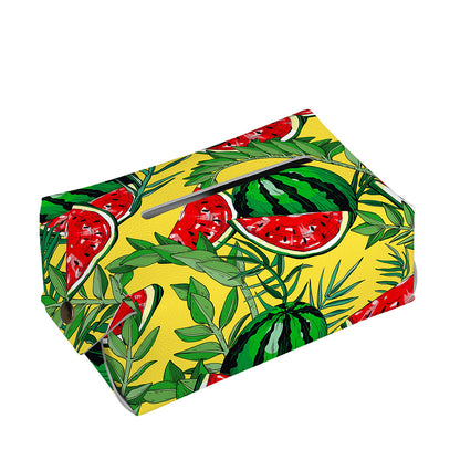 Leaf Watermelon Pieces Pattern Print Rectangle Tissue Box Cover