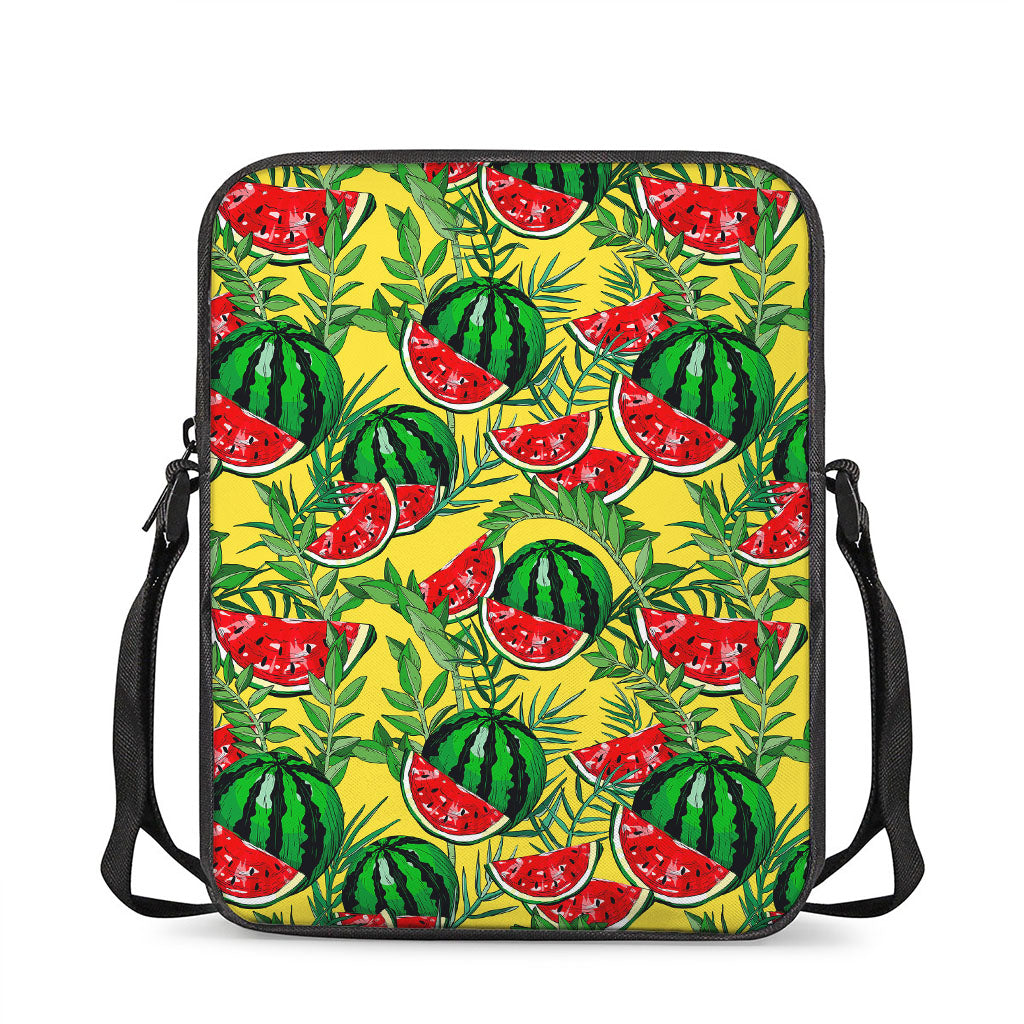 Leaf Watermelon Pieces Pattern Print Rectangular Crossbody Bag