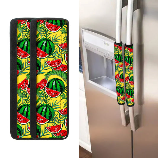 Leaf Watermelon Pieces Pattern Print Refrigerator Handle Covers