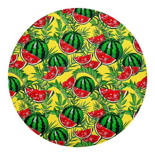 Leaf Watermelon Pieces Pattern Print Round Blanket