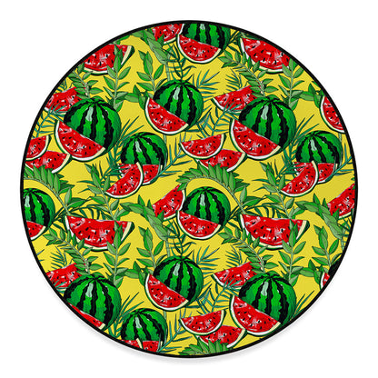 Leaf Watermelon Pieces Pattern Print Round Floor Mat