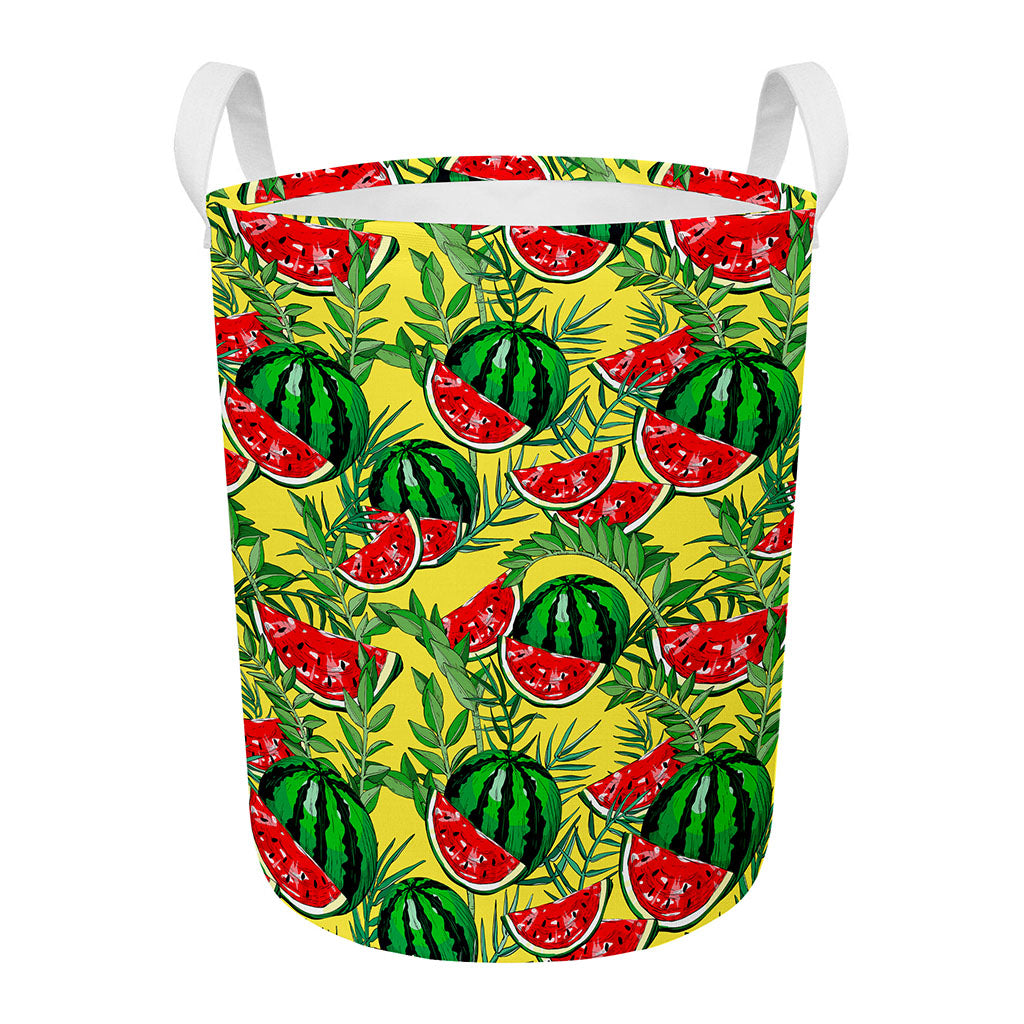 Leaf Watermelon Pieces Pattern Print Round Laundry Basket