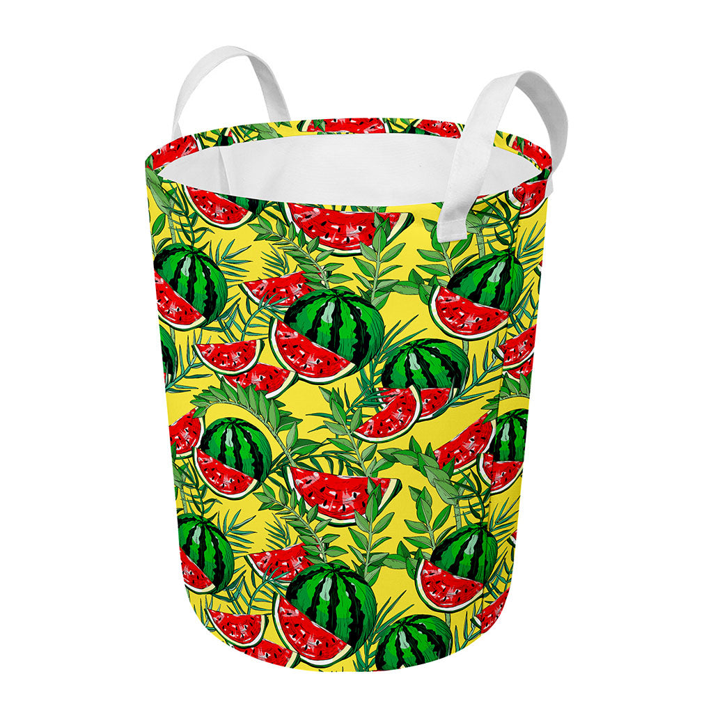 Leaf Watermelon Pieces Pattern Print Round Laundry Basket