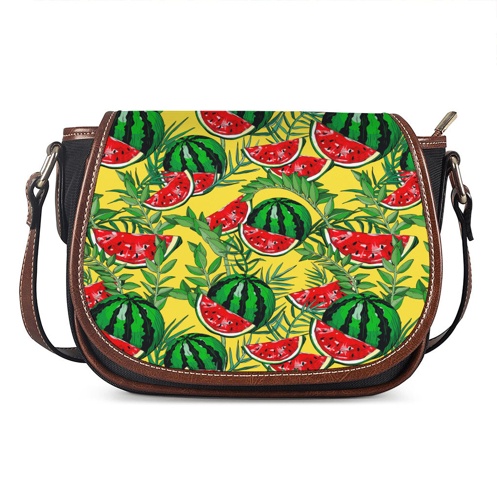 Leaf Watermelon Pieces Pattern Print Saddle Bag