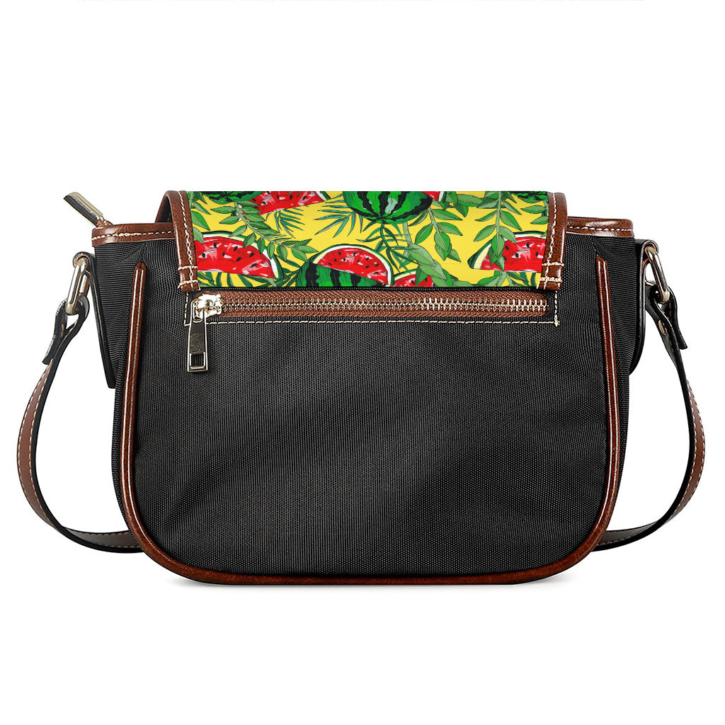 Leaf Watermelon Pieces Pattern Print Saddle Bag