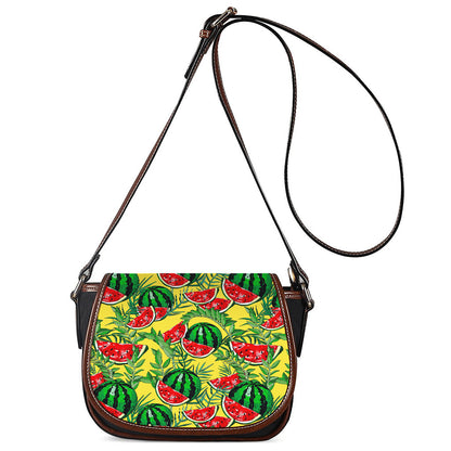 Leaf Watermelon Pieces Pattern Print Saddle Bag