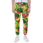 Leaf Watermelon Pieces Pattern Print Scuba Joggers