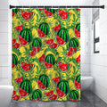 Leaf Watermelon Pieces Pattern Print Shower Curtain
