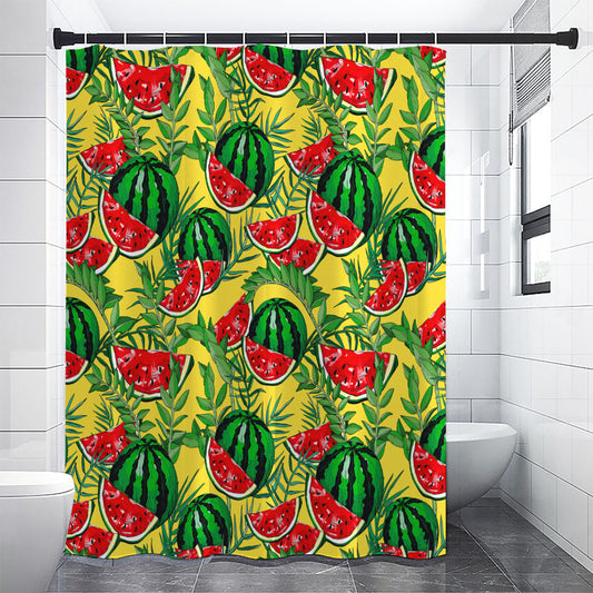 Leaf Watermelon Pieces Pattern Print Shower Curtain