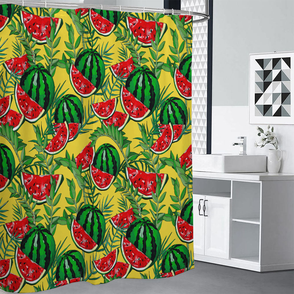 Leaf Watermelon Pieces Pattern Print Shower Curtain