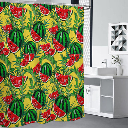 Leaf Watermelon Pieces Pattern Print Shower Curtain