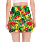 Leaf Watermelon Pieces Pattern Print Side Slit Mini Skirt