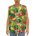 Leaf Watermelon Pieces Pattern Print Sleeveless Baseball Jersey