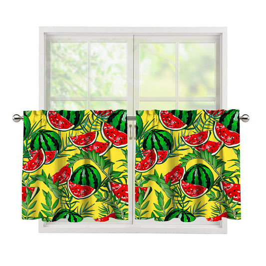 Leaf Watermelon Pieces Pattern Print Tier Curtains