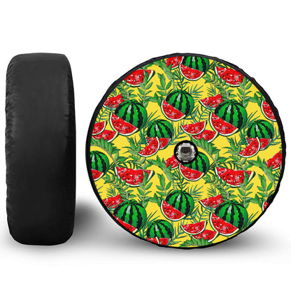 Leaf Watermelon Pieces Pattern Print Tire Cover With Camera Hole