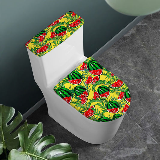 Leaf Watermelon Pieces Pattern Print Toilet Lid And Tank Cover Set