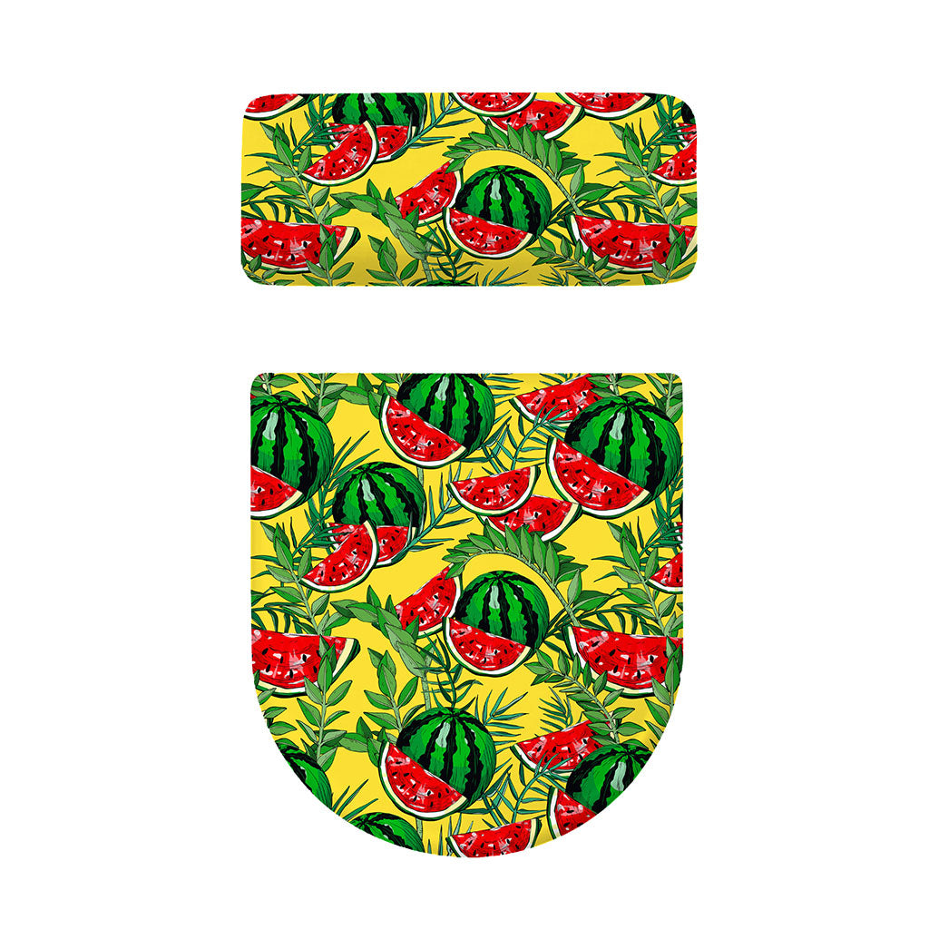 Leaf Watermelon Pieces Pattern Print Toilet Lid And Tank Cover Set