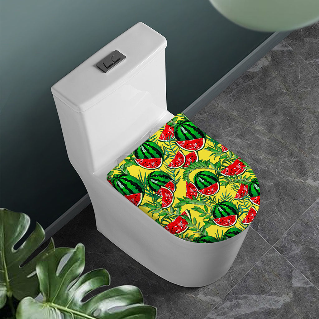 Leaf Watermelon Pieces Pattern Print Toilet Lid Cover
